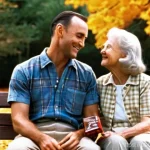 포레스트 검프 명대사 - **A heartwarming portrait of Forrest Gump**, depicted in his characteristic simple checkered shirt a...